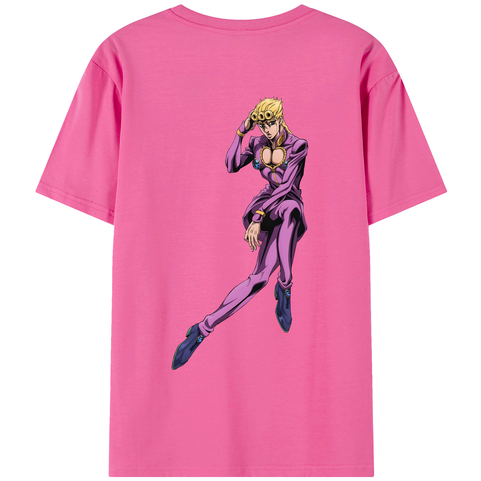 （画像用） ジョジョの奇妙な冒険 ジョルノ?ジョバァーナ JoJo's Bizarre Adventure Giorno Giovanna レディース半袖Tシャツ(バックプリント)
